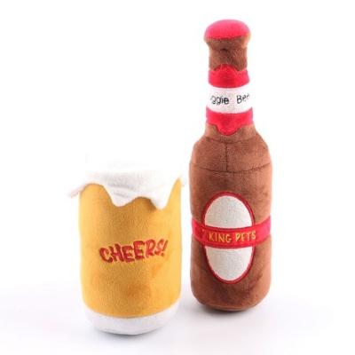 China Viable Plush Dog Beer Cup Interactive Private Label Squeaky Smart Pet Toys for sale