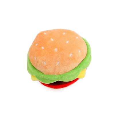 China Viable Funny Chew Hamburger Shape Pet Plush Dog Squeaky Toys for sale