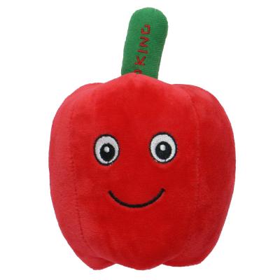 China Christmas hot sale soft stuffed dog toys and cheap squeaky plush soft bell redpepper for sale