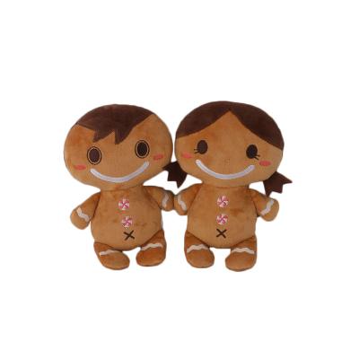 China Fruit Christmas Gingerbread Man Plush Dog Chew Squeaky Toys for sale