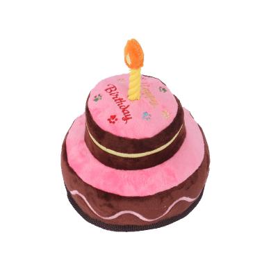 China Sustainable Squeaky Stuffed Birthday Cake With Candle Plush Dog Toys For Pet for sale