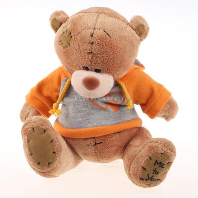 China Babies and Home Decration Plush Brown Teddy Bear Use Orange Hoodie Plush Teddy Bear Toys for sale