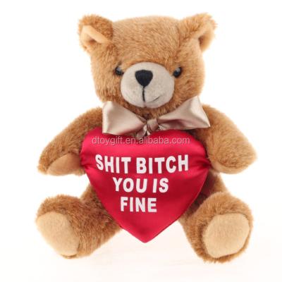 China Babies and home decration china made plush valentine teddy bears with love words on heart for sale