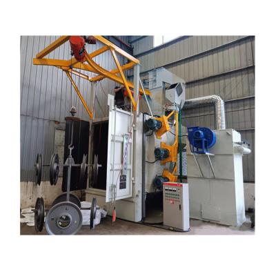 China Factory Double Single Hook Shot Blasting Machine , Motor Drum Brake Casting Surface Pulled Blast Equipment for sale