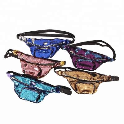 China Casual Mermaid Sequin Waist Bag Sports Makeup Bag Fanny Pack Double Color Sequin Sling Bag Unisex Purse for sale