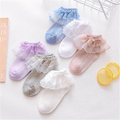 China Customized Lovely Cozy Color Crew Socks Summer Breathable Lace Baby Sock Sheer Ankle Socks For Kids for sale