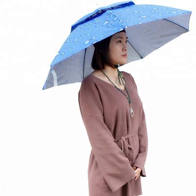 China Wholesale Portable Handsfree Bachelorette Waterproof Clothes Umbrella Hat, Outdoor Folding Umbrella Fishing Hat With Adjustable Headband for sale