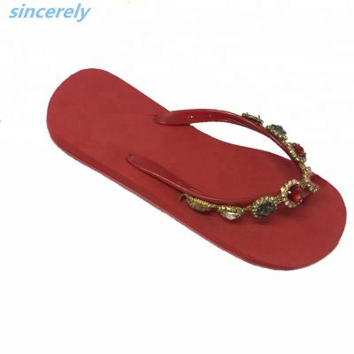 China Faux Stone Fashionable Pure Color Slippers PVC Women Indoor Flip Flops for sale