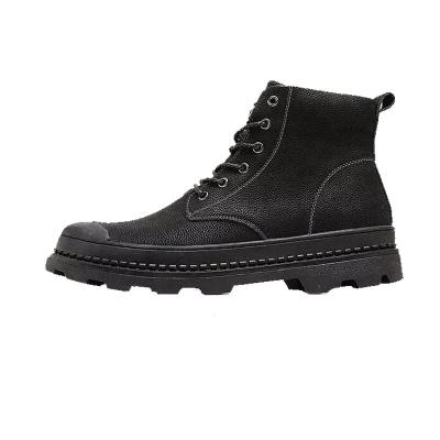 China OEM Round Outdoor Casual Ankle Boots Anti-skid Durable Black Martin Toe Cap Heightening Snow Combat Men Walking Boots for sale