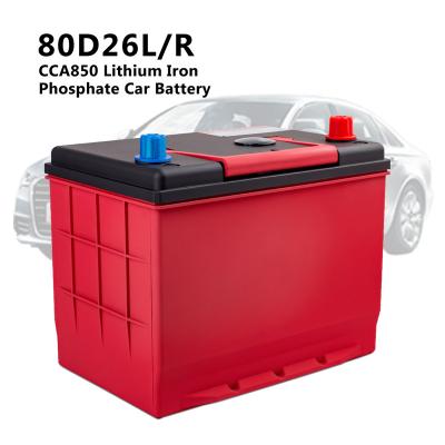 China Golf Carts 80D26L/R LifePO4 Car Starting Battery BMS Start And Stop CCA850 Lithium Iron Phosphate Car Battery for sale