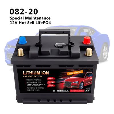 China Golf carts special hot sale LifePO4 long cycle life maintenance 12V lithium iron phosphate car lithium battery 082-20 CCA1000 for sale