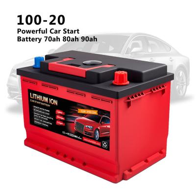 China Golf carts 100-20 car start battery 70ah 80ah 90ah powerful lithium iron phosphate lifepo4 car battery CCA1600 for sale