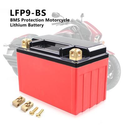 China Genuine electric vehicles LFP9-BS MSDS 12.8v lifepo4 CCA 280 capacity 4Ah BMS protection motorcycle lithium battery for sale