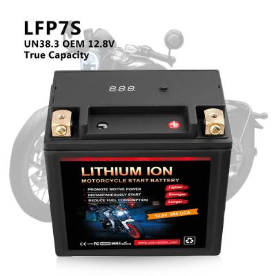 China True electric vehicles LFP7S UN38.3 OEM 12.8v capacity starting motorcycle lithium battery lifepo4 CCA 260 for sale