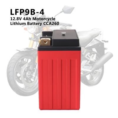 China CE UN38.3 MSDS electric vehicles LFP9B-4 genuine 12.8v lifepo4 CCA260 powerstart factory price 4Ah capacity motorcycle lithium battery for sale