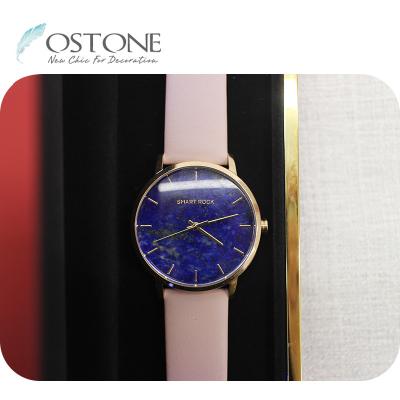 China Wholesale Natural Water Resistant Semi-precious Stone Lazulite Dials Blue Gemstone Gems Wrist Watch for sale