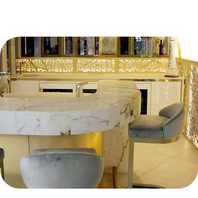 China Environment Friendly Luxury Home Modern Fashional L Shape Calacatta Gold Marble Bar Counter for sale