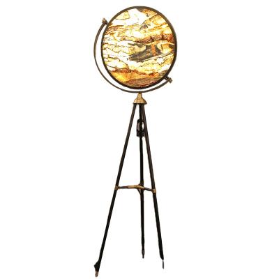 China Modern decorative lighting newcomers ultra-thin shade round natural marble floor lamp for sale