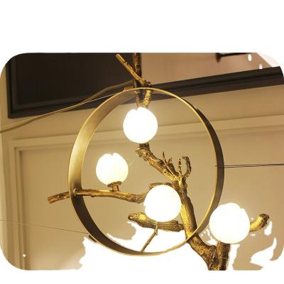 China Modern Impressive Pendent Light Flower Chandelier Tree Pattern Hanging Copper Metal Lamp for sale