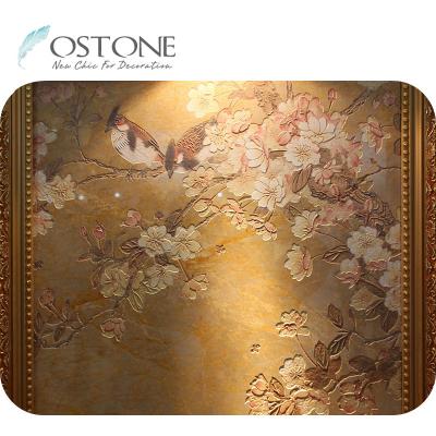 China Modern Flower Plum Blossom Stone Floral Wall Art Modern Noise Painting for sale