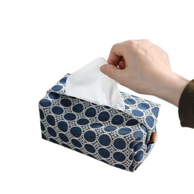 China American small stock denim embroidery fabric box factory style box decorative towel container for sale