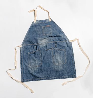 China Fashionable Make Jeans Fabric Working Apron Custom Bartender Adjustable Waist Aprons Kitchen Work BBQ Customized Denim Bartender Aprons Kids for sale