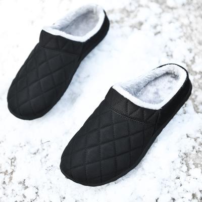 China CUSHIONING Winter Fashion Non-slip Plush Slippers Bedroom Slippers Cotton Warm Outdoor Indoor Men's Memory Oxfordfabric Slippers for sale