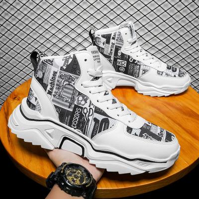 China CUSHIONING Spring Autumn High Top Lace Up Platform Sneakers Increasing Waist Casual Shoes Men Walking Style Shoes Shape Sneakers for sale