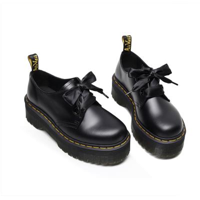 China New Arrival Size 35-42 Deodorization 2 Low Top Eyes Round Toe Height Increasing Leather Women Marten Shoes Casual Chunky Shoes Comfortable for sale