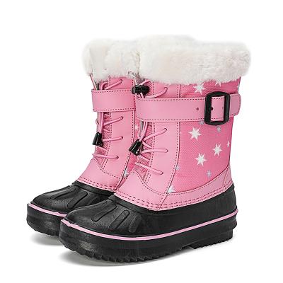 China New fashion round winter waterproof comfortable children warm soft non-slip girls cotton and plush sandproof snow boots kids boots for sale