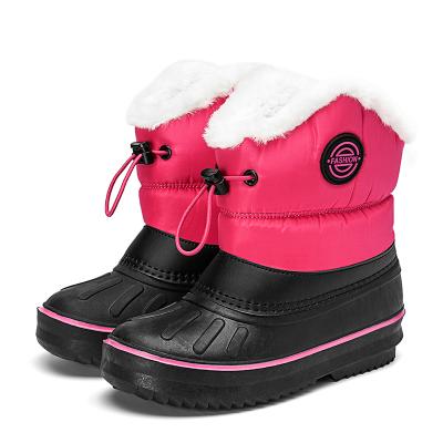 China Winter Plush Soft Warm Leather Round Fashion Comfortable Non-slip Waterproof Sandproof Children's Cotton Girls Snow Boots Kids Boots for sale