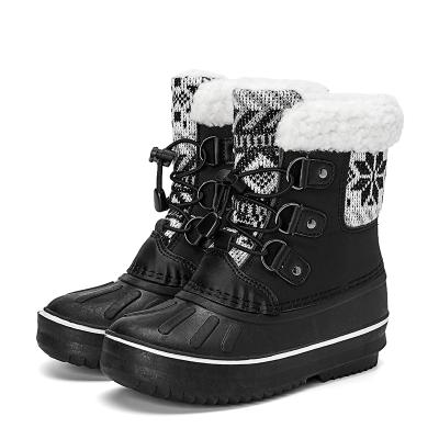 China Round Winter Boys Leather Lining Girls Cotton Comfortable Kids Warm Soft Plush Non-slip Waterproof Sands Snow Boots Kids Boots for sale