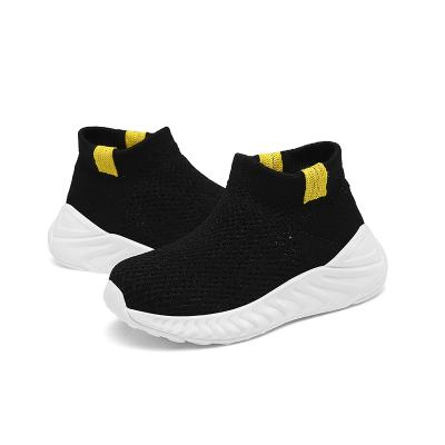 China Deodorization Yellow Brown Black Fly Vamp Shoe Size 15-25 Cute Soft Knitting Baby Kicks Shoes Toddler Style Sneakers Kids Walking Sports Shoes for sale