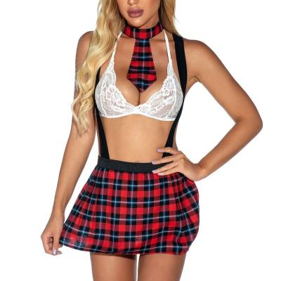 China Elasticity Skirt Cosplay School Girl Student Thong Suit Uniform Sets And New Fashion Tartan Plaid Soft Sexy Design X157 2022 for sale