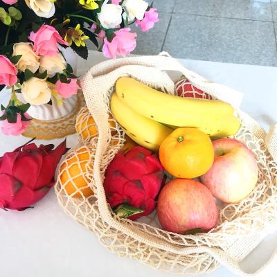 China Rope handle organic cotton can be recycled for shopping vegetable and fruit mesh bags for sale