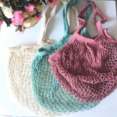 China Reusable Rope Handle Organic Cotton Mesh Bag For Groceries To Buy Vegetables And Fruits for sale