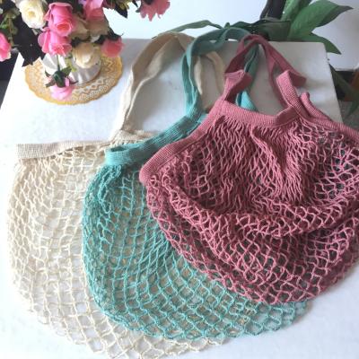 China Reusable Rope Handle Organic Cotton Mesh Bag for Shopping Vegetables and Fruits in Various Supermarket Groceries for sale