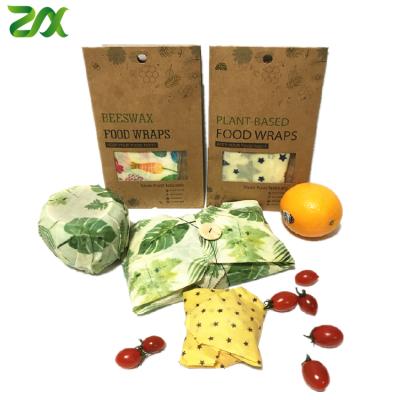 China Moisture Proof Sustainable Biodegradable Reusable Natural Organic Cotton Cloth Beeswax Food Wraps For Sandwich Lunch Pack for sale