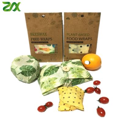 China Custom Size Moisture Proof Logo Beeswax Food Wrap Bowl Cover Bread Paper Reusable Washable Durable Bee Wax Wraps for sale