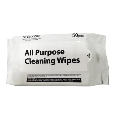 China 50pcs/bag Cleaning Wipes Outdoor Sterilization Wet Cloths Made in China Wipes Surface for sale