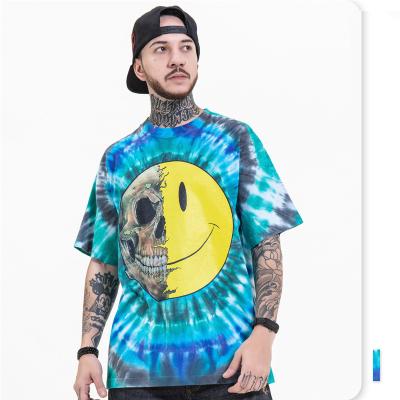 China Breathable Fashionable American Tie Dye T Shirt Smile Face Brand European T Shirts Design Mens T Shirts for sale