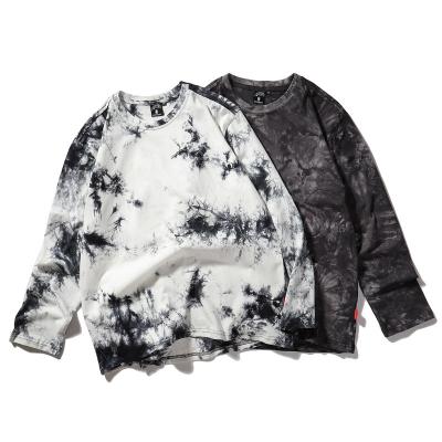 China PUNK STYLE fashionable unisex casual long sleeve breathable fashionable hip hop loose plus size tie dye t-shirt for sale