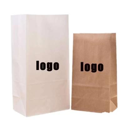 China Recycled Materials Custom Design White Paper Food Bottom Logo Oil Proof Baking Barbecue Bread Snack Packing Place Takeout Takeaway Bag for sale