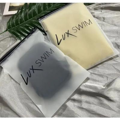 China Custom Printing PE Eco Friendly Sustainable Waterproof Clear Swimwear BIODEGRADABLE Frosted Plastic Clothing Ziplock Bag PVC Zipper Packaging Bag for sale