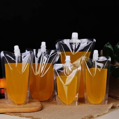 China Transparent Recyclable Plastic Packaging Clear Stand Up Liquid Water Juice Drink Pouches Squeeze Spout Pouch Bag With Spout for sale