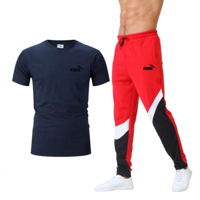 China New look breathable mens twoiecce custom sets casual sport wear outdoor short sleeve and mens pants for sale