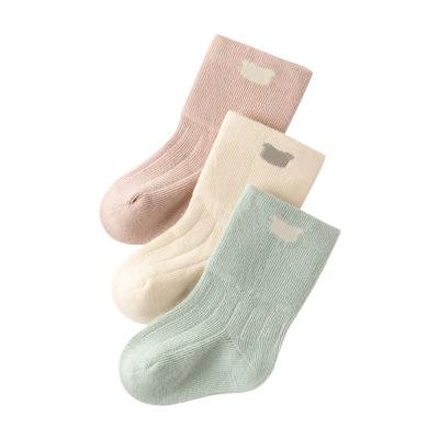 China Lovely Solid Color 100% Pure Cotton Breathable Newborn Baby Socks For Knee-high Short Socks Baby Kids Socks for sale