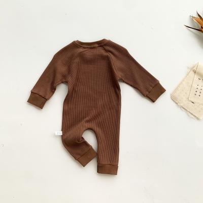 China Hot Sale Solid Simple Solid Baby Infant Romper Knitted Cotton Long Sleeve Newborn Baby Romper Baby Clothing for sale