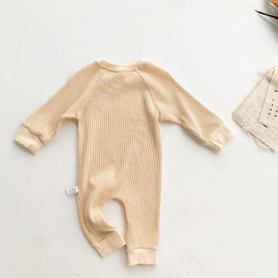 China Hot Sale Simple Solid Baby Infant Romper Knitted Cotton Long Sleeve Newborn Baby Romper Baby Clothing for sale