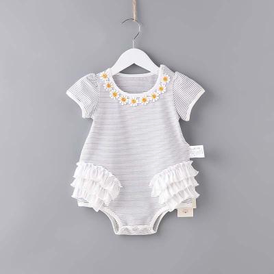 China Simple Spandex/Cotton Boutique Baby Clothes Striped Lace Baby Clothes Romper Baby Rompers for sale